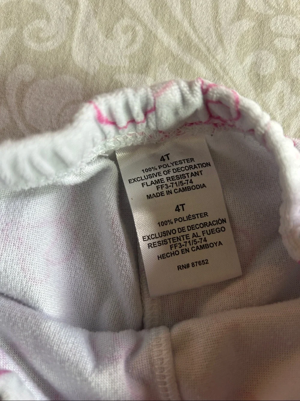 Disney Pink and White Minnie Mouse Pajama Set
